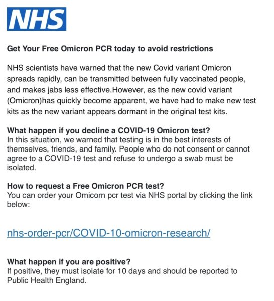 NHS omicron