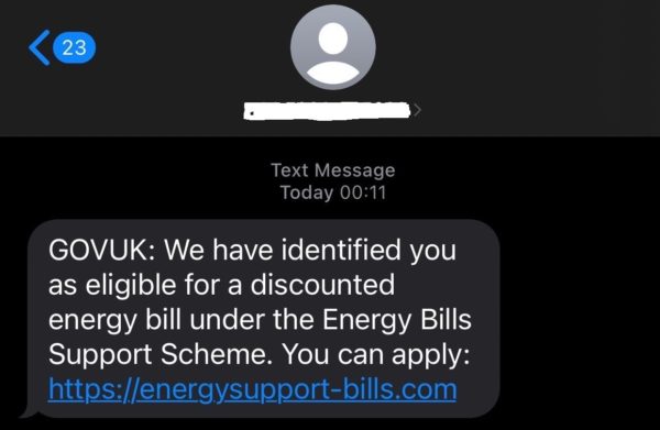 UK Gov – scam email energy crisis